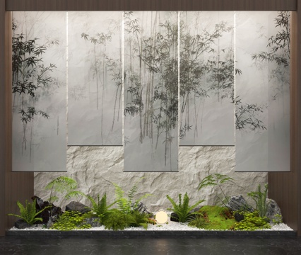 Neo-Chinese Style Indoor Landscape Bamboo Curtain Gauze Curtain