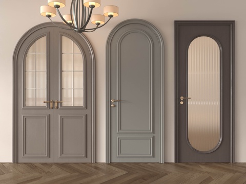 Middle Ancient Round Arch French Single Door Single Door Glass Door Bedroom Door Kitchen Door Balcony