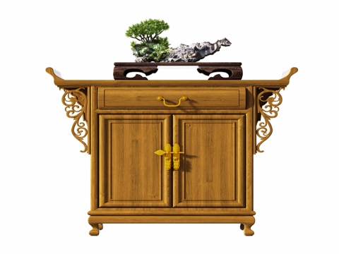 Chinese-style Entrance Cabinet End View Cabinet