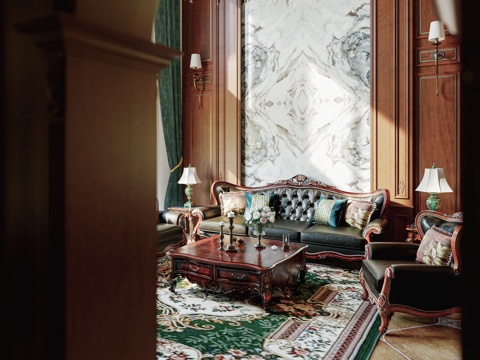 American duplex building living room