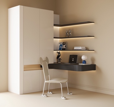 Modern children's desk wardrobe all-in-one