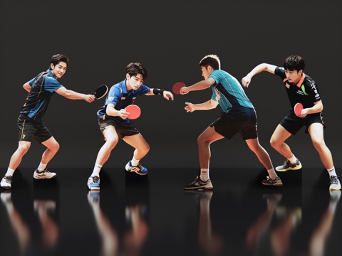 2D Modern Sportsman Table Tennis Figure Table Tennis Sport Table Tennis Handsome Sport Figure