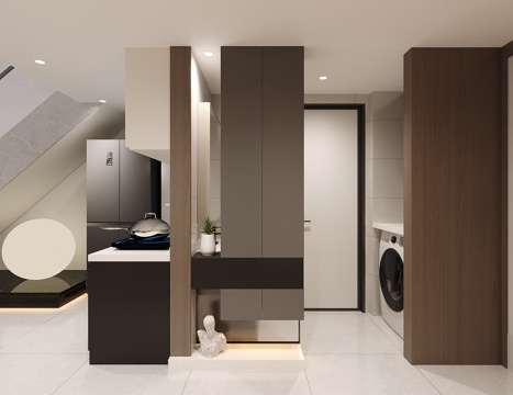 Modern toilet dry area modeling wall