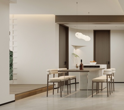 Modern DiningRoom Dining Table Island Chandelier Cream Style Simple Modern Living&Dining Room