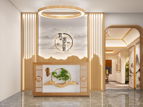 Modern ear picking shop logo Wall reception desk