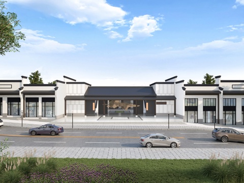 New Chinese-style Huizhou residential district entrance commercial street