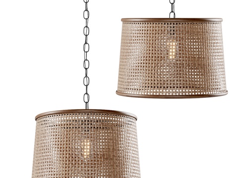 New Chinese-style Log Style Rattan Chandelier Rattan Chandelier