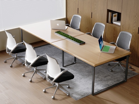 Meeting Table and Chair Training Table Solid Wood Office Desk Rotary Lifting Chair Apple Laptop