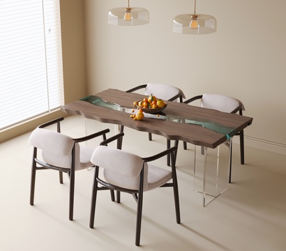 Modern Dining Table and Chair Combination Dining Chair Chandelier