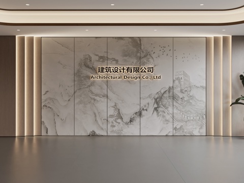 Front desk Wall hall background wall company image wall front desk reception background