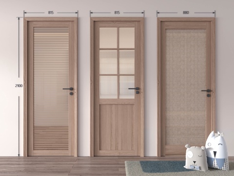 Neo-Chinese Style Single Door Japanese Style Single Door Wooden Door Single Door Glass Door Bedroom Door Kitchen and Bathroom