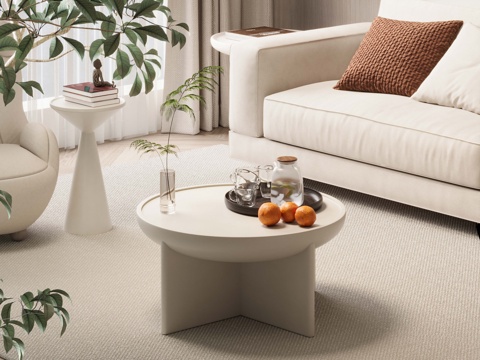 Quiet Coffee Table Cream Style Living Room Coffee Table Round Coffee Table Stone Side Table