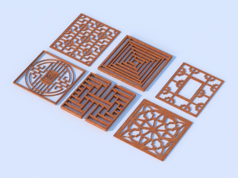 Cut-out window, lattice window, cut-out window, relief wood carving