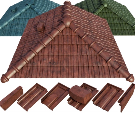 Middle Ancient Chandelier Roof Tile Top Glazed Tile Top Tile Eaves