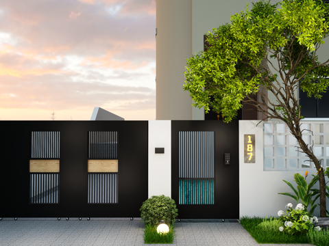 Modern villa door door door landscape entrance courtyard door