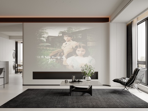 Modern Black and White Gray Living&Dining Room