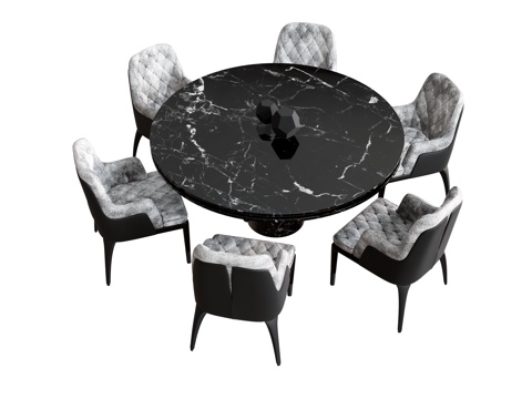 Dining Table and Chair Lounge Chair Dining Chair Round Table Six-person Dining Table and Chair