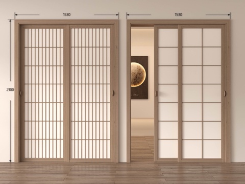 Japanese style sliding door Neo-Chinese Style sliding door wooden door sliding door glass door bedroom door kitchen and bathroom