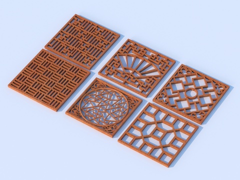 Cut-out window, lattice window, cut-out window, relief wood carving