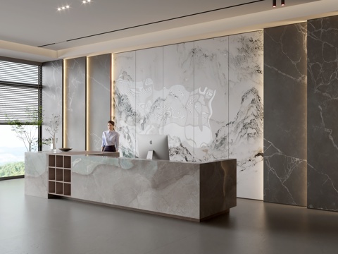 Modern Company Front Desk Reception Area Bar Desk Reception Desk Company Front Desk Background