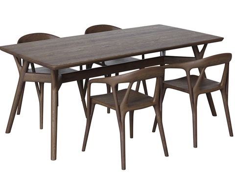 New Chinese Savannah Solid Wood Dining Table and Chair