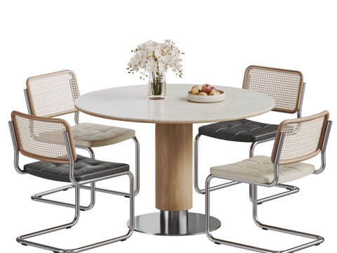 Modern Log Style Tunnel Stone Rock Slab Dining Table and Chair Round Dining Table and Chair Cream Style Dining Table and Chair Rattan Dining Chair