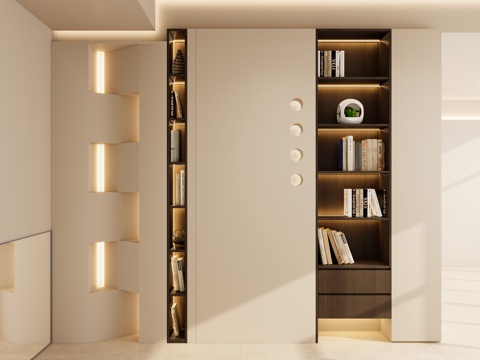 Minimalist Cream Style Geometric Shape Suspended Top Bookcase Entrance Entrance