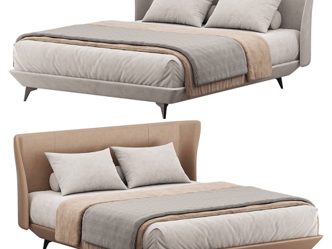 Fabric Double Bed Simple Double Bed Double Bed Combination Leather Double Bed Beds Beds Tofu Blocks