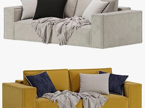 Modern Minimalist Two-Seater Sofa Nordic Sofa Tofu Block Sofa Sectional Sofa