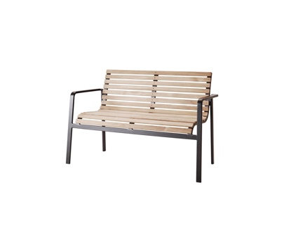 Modern Outdoor Furniture Park Square Bench Metal Teak Double Chair Patio Garden Terrace Bench