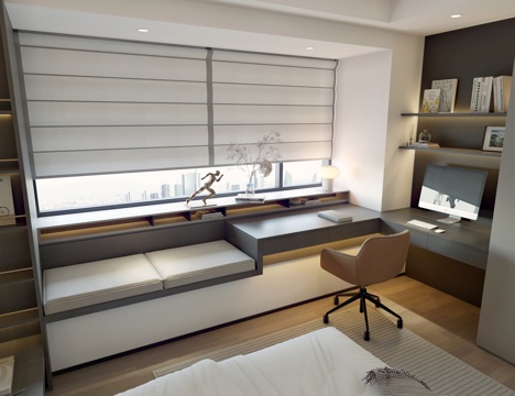 Modern bedroom, study