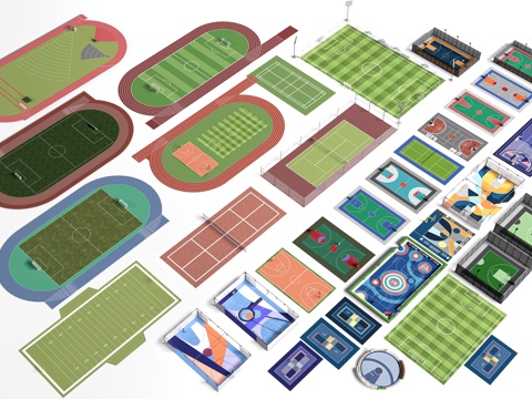 modern sports field football field basketball court playground