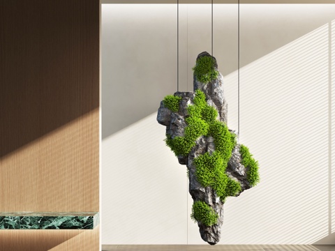 Modern sculpture moss installation