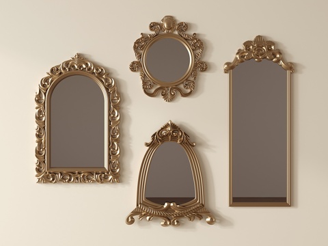 French Retro Makeup Mirror Wall Hanging Carved Mirror Dressing Mirror Porch Fireplace Decorative Mirror