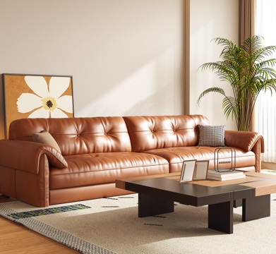 Modern Multiplayer Sofa Combination Leather Sofa Sofa Coffee Table Combination Living Room Sofa