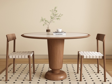 Modern Middle-style Round Dining Table and Chair