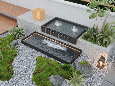 Modern Waterscape Courtyard Waterscape Water Bowl Water