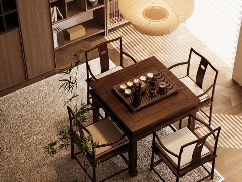 New Chinese Zen Tea Table and Chair Solid Wood Tea Table New Chinese Tea Table Tea Room Tea Table and Chair Tea Tasting Area