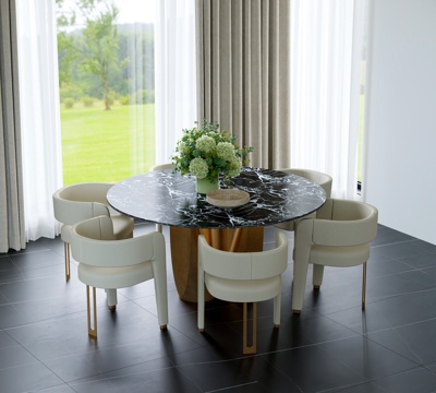 Modern round dining table and chair