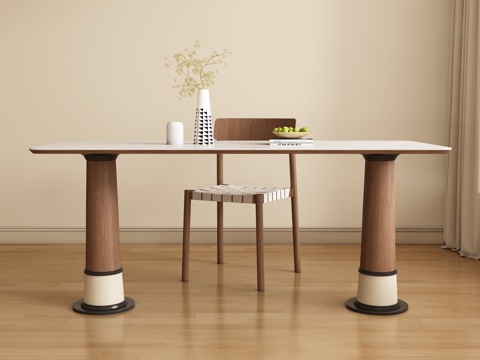 Modern Middle-style Long Dining Table and Chair