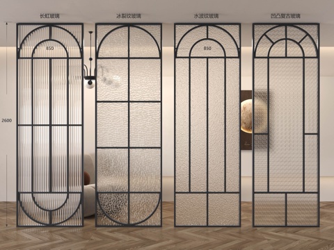 French Style Glass Partition Mid-century Style Glass Partition Entrance Partition Screen Partition Changhong Glass Partition