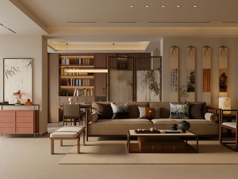 New Chinese Zen Home Living Room Song Aesthetics Living Room Chinese Living Room Chinese Sofa Coffee Table Combination