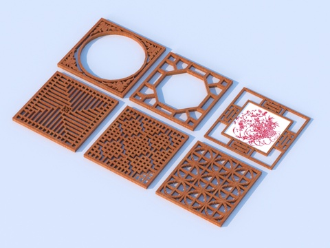 Cut-out window, lattice window, cut-out window, relief wood carving