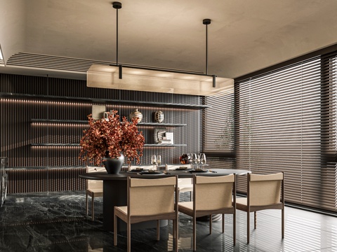 Modern Affordable Luxury Style Island DiningRoom West Kitchen Tang Zhonghan Design Model Room Restaurant Open Kitchen