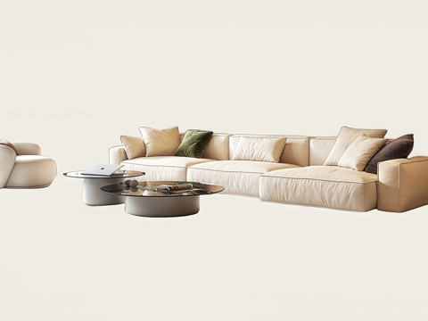 Modern Italian Sofa Coffee Table Combination Multi-person Sofa Beanbag Coffee Table