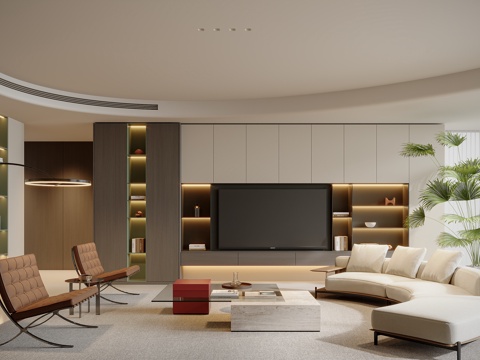 Modern Large Flat Floor Living Room