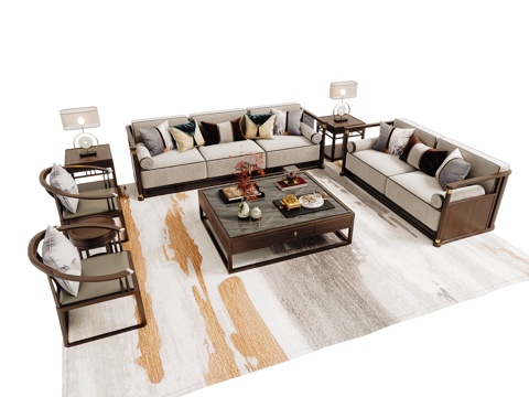 New Chinese Sofa Coffee Table Combination