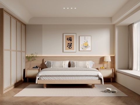 Japanese-style log style bedroom