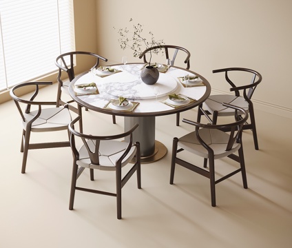 New Chinese Dining Table and Chair Combination Dining Chair Round Dining Table Tea Chair