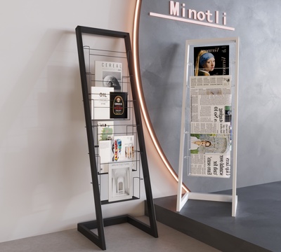 Simple Metal Floor Bookshelf Magazine Rack Newspaper Rack